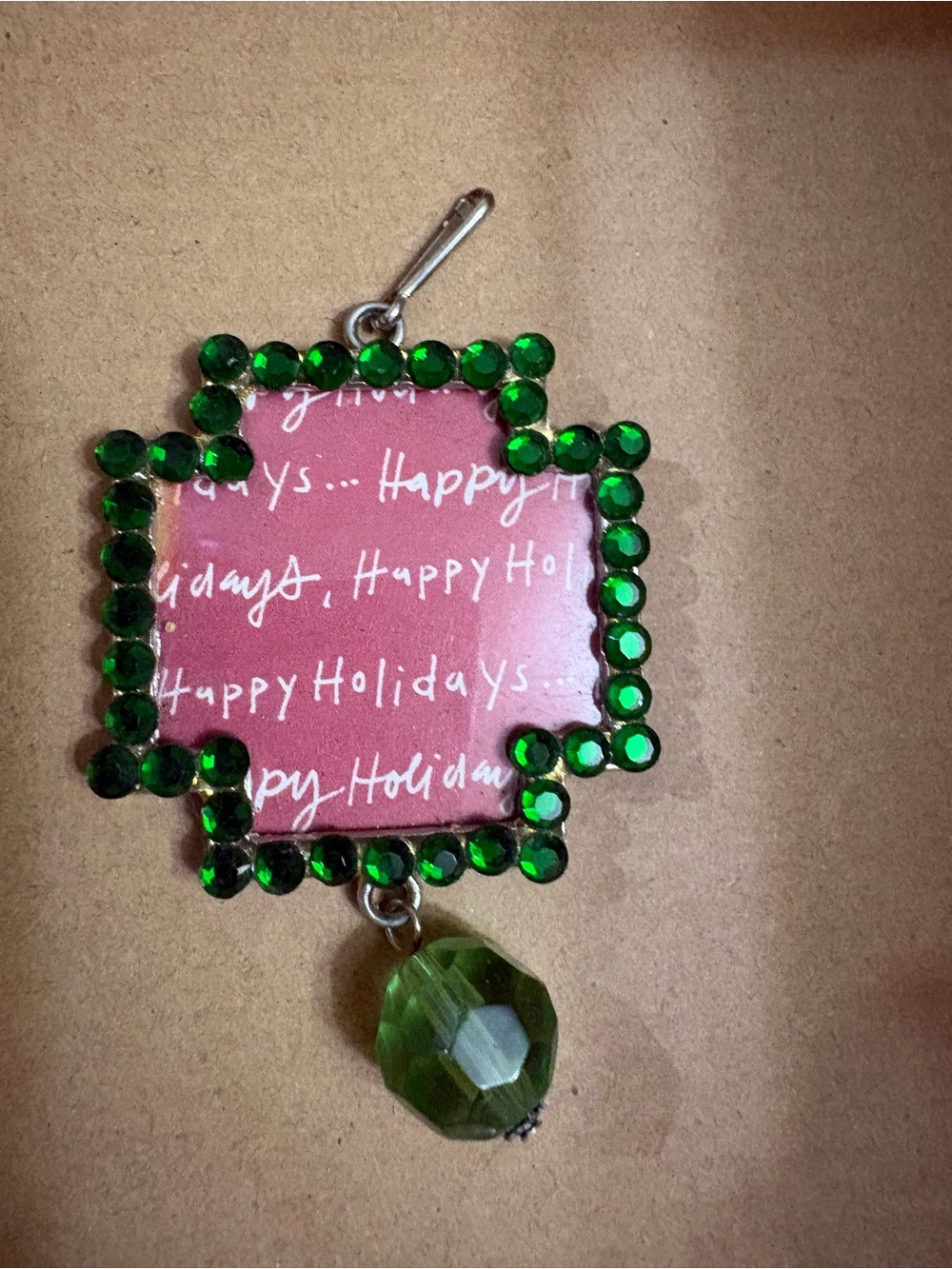 Green Crystal Frame Pendant Necklace Charm